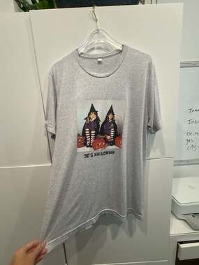 FRIDAY + SATURDAY 90's Halloween Mary-Kate and Ashley Olsen Graphic Heather Grey